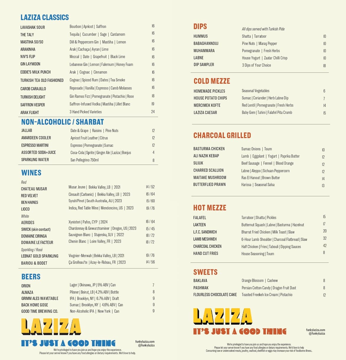 Laziza happy hour in New York